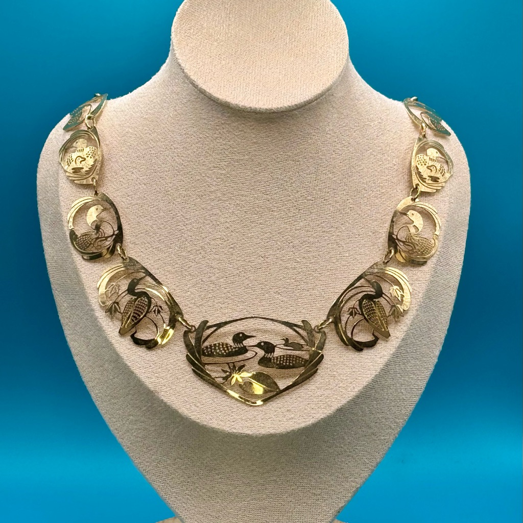 14k Gold Plated Vintage “Wild Bryde” Mallard Design Necklace